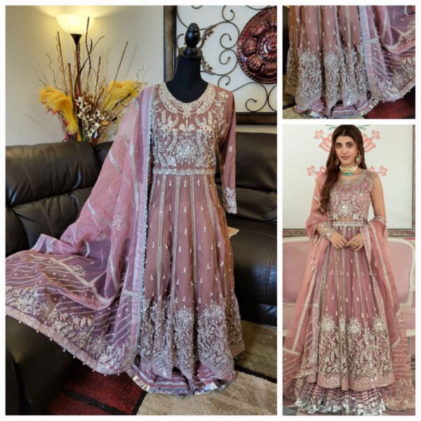 Bin Ilyas Embroidered and Embelished Wedding wear. Net and Silk with Organza duptta