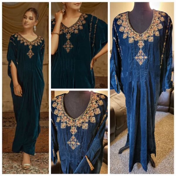 ZAAVIAY Brand. Zink Velvet Kaftaan Zari hand work and embroidery. 1 pc. Med size