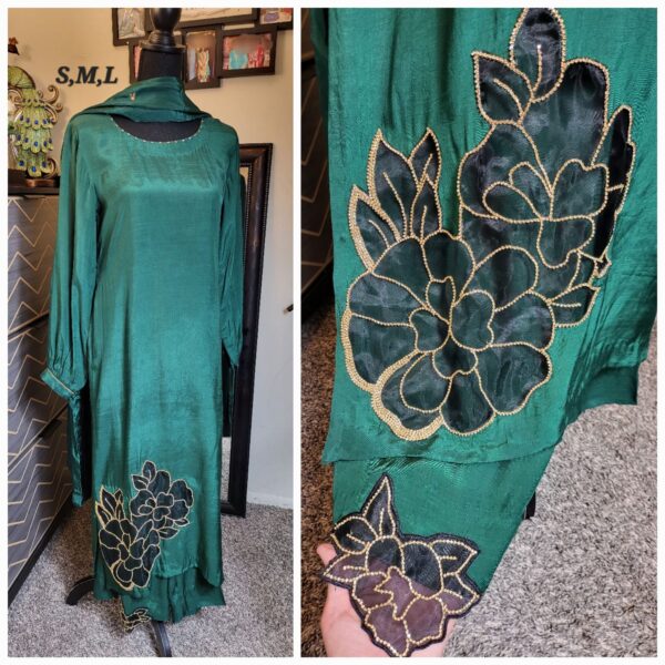 Ebdali Silk 3pc with stones and aplic work